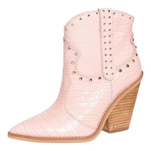 Sam Edelman Pink Iris Croc Embossed Leather Ankle Booties Size 10M